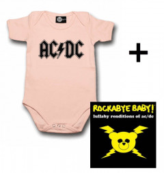 Idea regalo body bebè rock bambino AC/DC Logo Pink & Rockabye Baby AC/DC