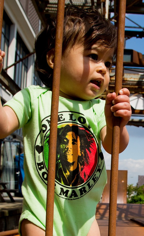 Bob Marley Baby romper One Love Lime photoshoot