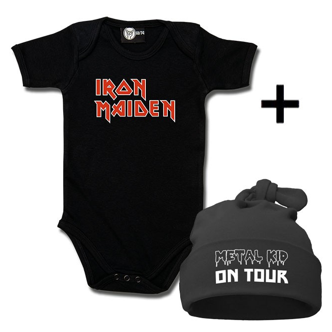 Idea regalo Body bebè Iron Maiden & Metal Kid on Tour Cappello