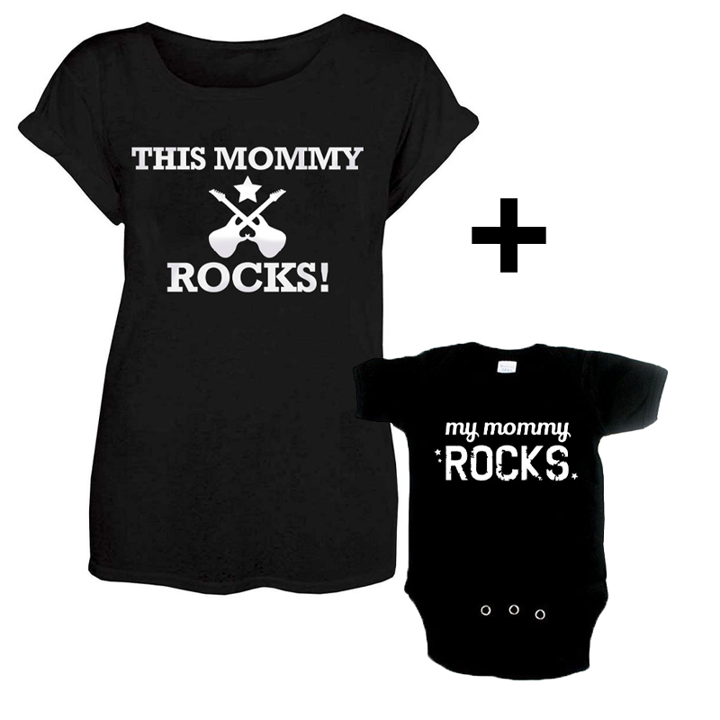 Duo Rockset t-shirt This mommy rocks per la mamma e body My mommy rocks per il bebè