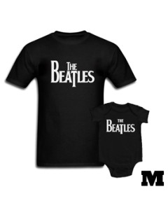 Duo Rockset Beatles papa t-shirt M & Beatles baby romper Eternal