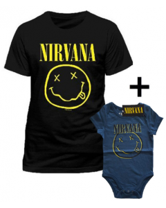 Duo Rockset t-shirt per papà Nirvana e Body Bebè Nirvana